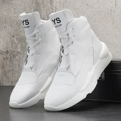 Men's High-top Boots White in-height Men Boots Outdoor Platform Chunky Sneakers Breathable Sports Shoes for Men