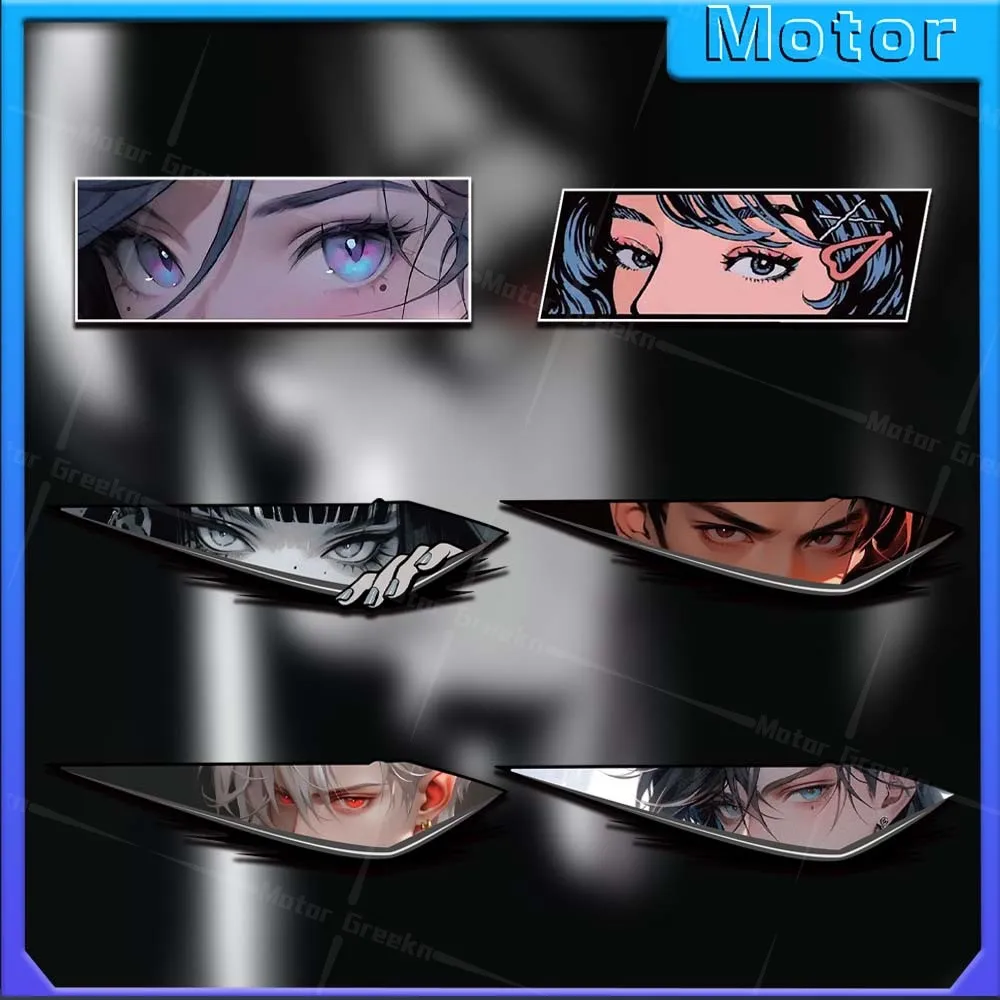 

Мотоциклетная креативная светоотражающая наклейка в стиле аниме с выглядывающими глазами, декоративная наклейка на корпус шлема, хвост, крыло, водонепроницаемая наклейка против царапин