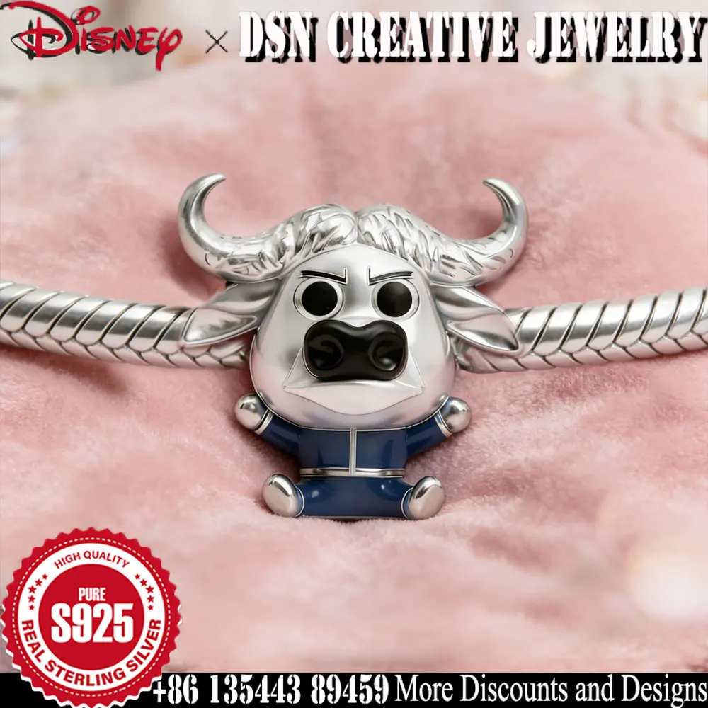 

DSN 925 Silver Charm Disney Zootopia Chief Bogo beads for Bracelet Child's Play cartoon cute Charm Jewelry Gift