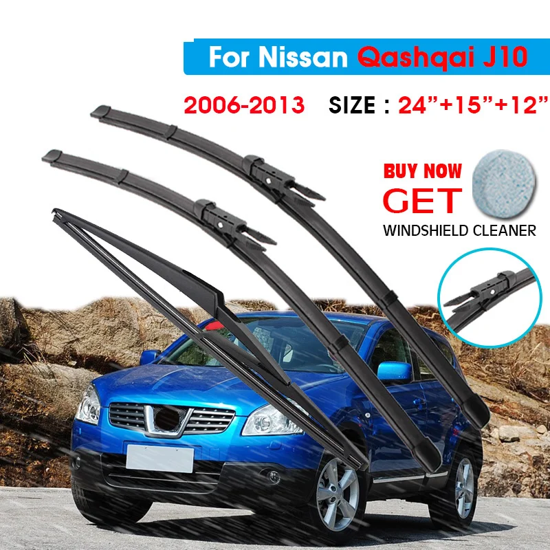 

Wiper Front Rear Wiper Blades Set For Nissan Qashqai J10 2006 2007 2008 2009 2010 2011 2012 2013 Front Rear Window 24"+15"+12"