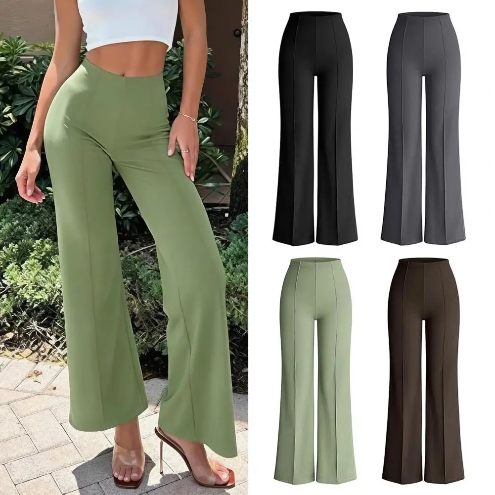 

Брюки с высокой талией Женские широкие брюки с высокой талией Эластичные брюки для работы и путешествий Однотонные брюки для отдыха Женские широкие брюки