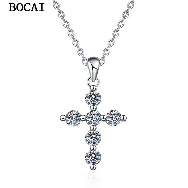 

BOCAI S925 модный и роскошный кулон из чистого серебра с муассанитом, женский подарок