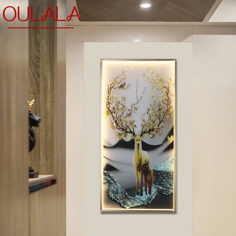 

OULALA Wall Sconces Lamps Contemporary Deer Figure LED Rectangle Mural Light Creative For Home