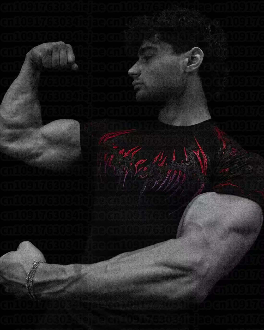Herren- und Kinder-T-Shirt, schnelltrocknend, kurzärmelig, für Training, Bodybuilding, Fitness, Sport, Laufen. – Detail 9
