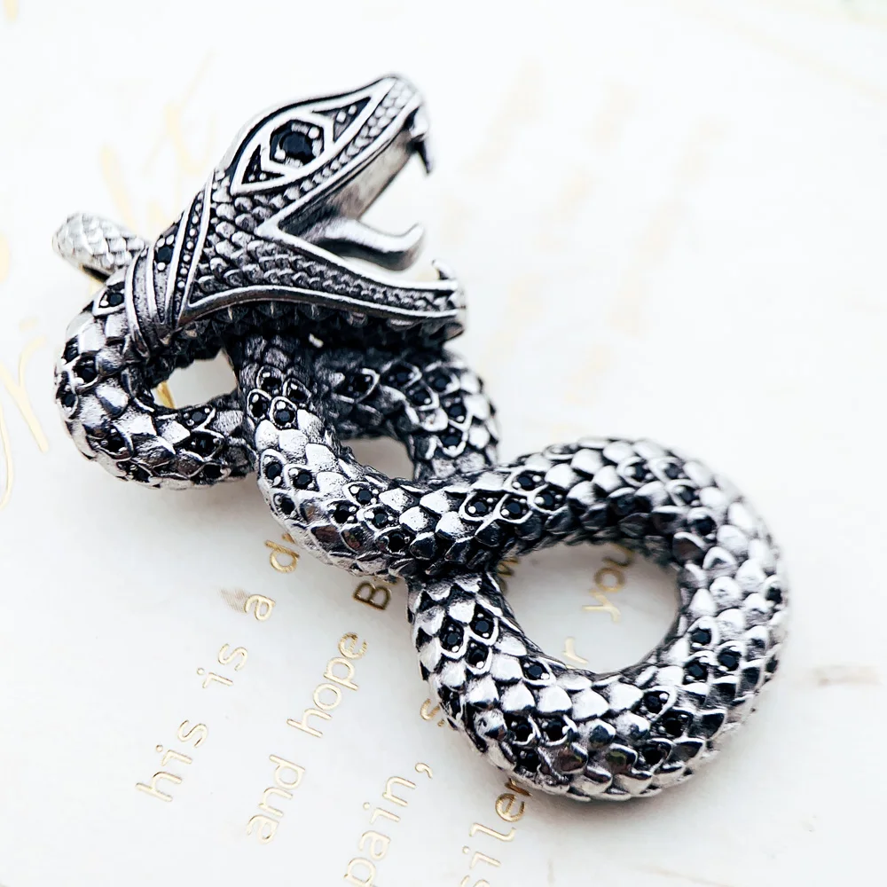 Unisex 925 Sterling Silver Python Pendant Necklace
