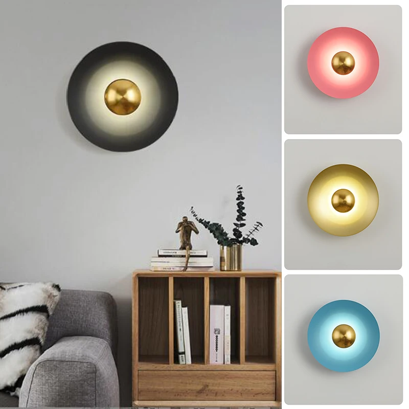 Nordic Circle Sconce Wall Lamp LED Up Down Indoor Bedside Bedroom Background Wall Light Office Restaruant Foyer Hallway Lighting