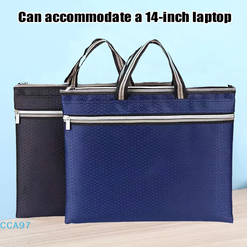

Waterproof Briefcase Canvas Portable A4 Document Bags Men's Meeting File Organize Package Business Storage Handbags