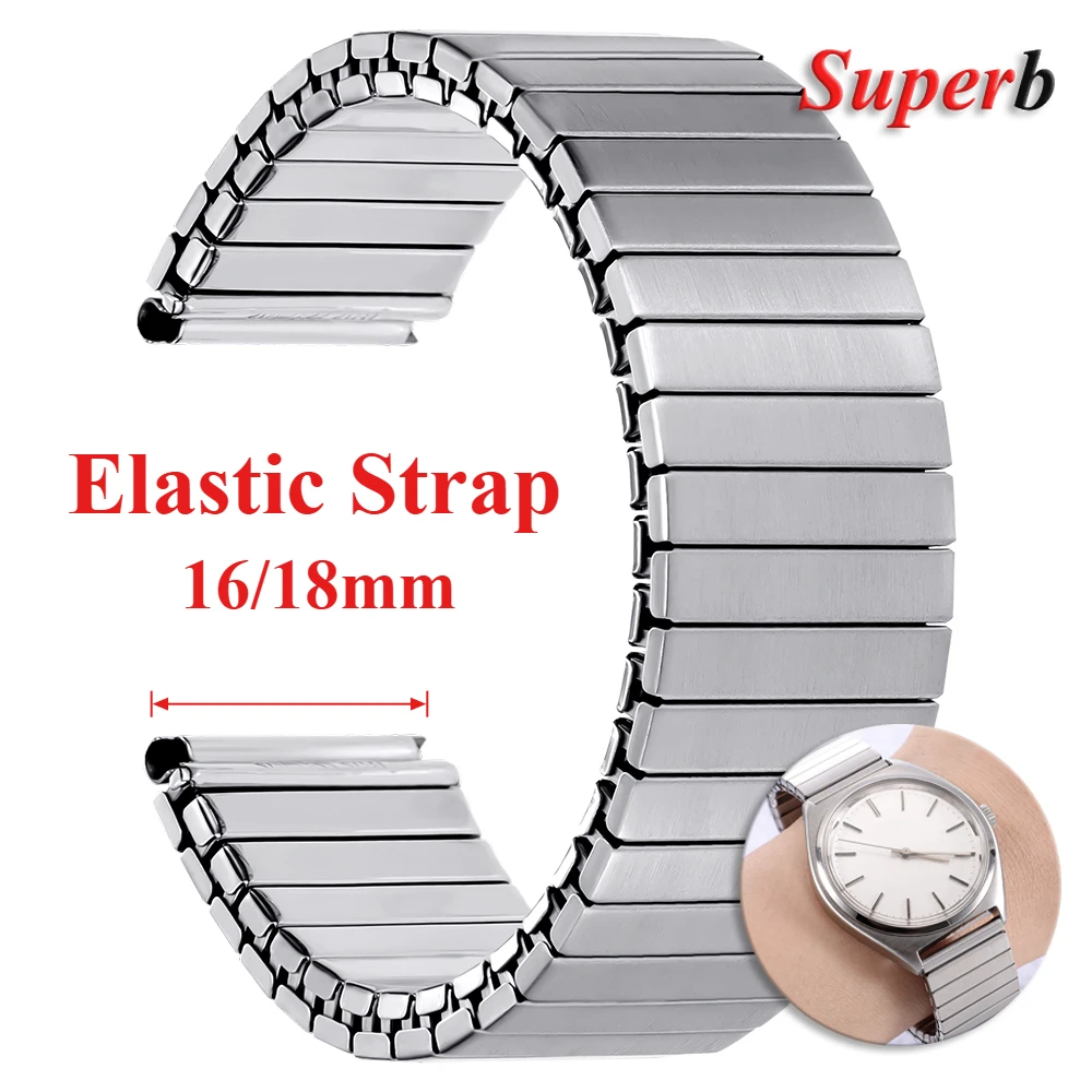 16mm 18mm Edelstahl elastisches Stretcharmband für Samsung Galaxy für Smart Watch Band Männer Frauen Metall Expansion Armband