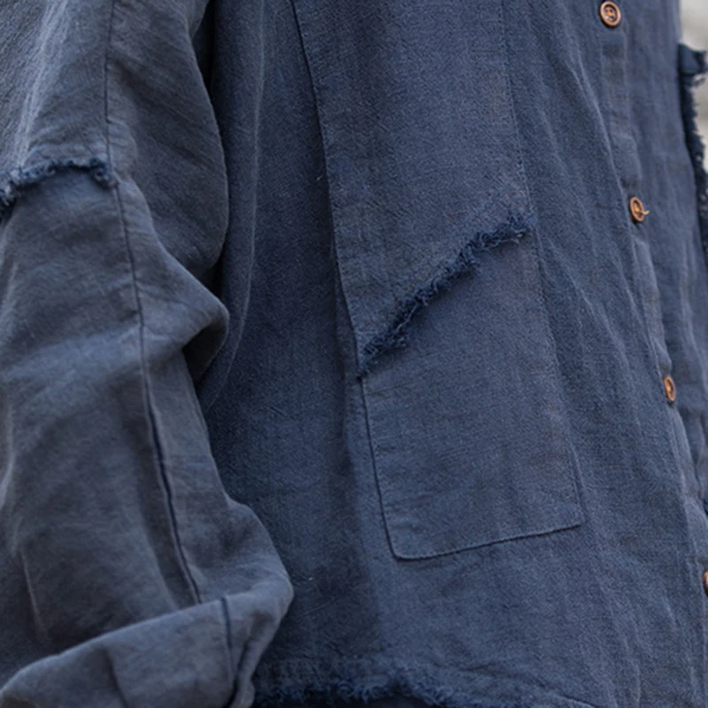 Women Loose Shirt Summer Autumn r Retro Casual Flax Tops Ladies Vintage Blouse Tops Outer Garment Woman Jacket