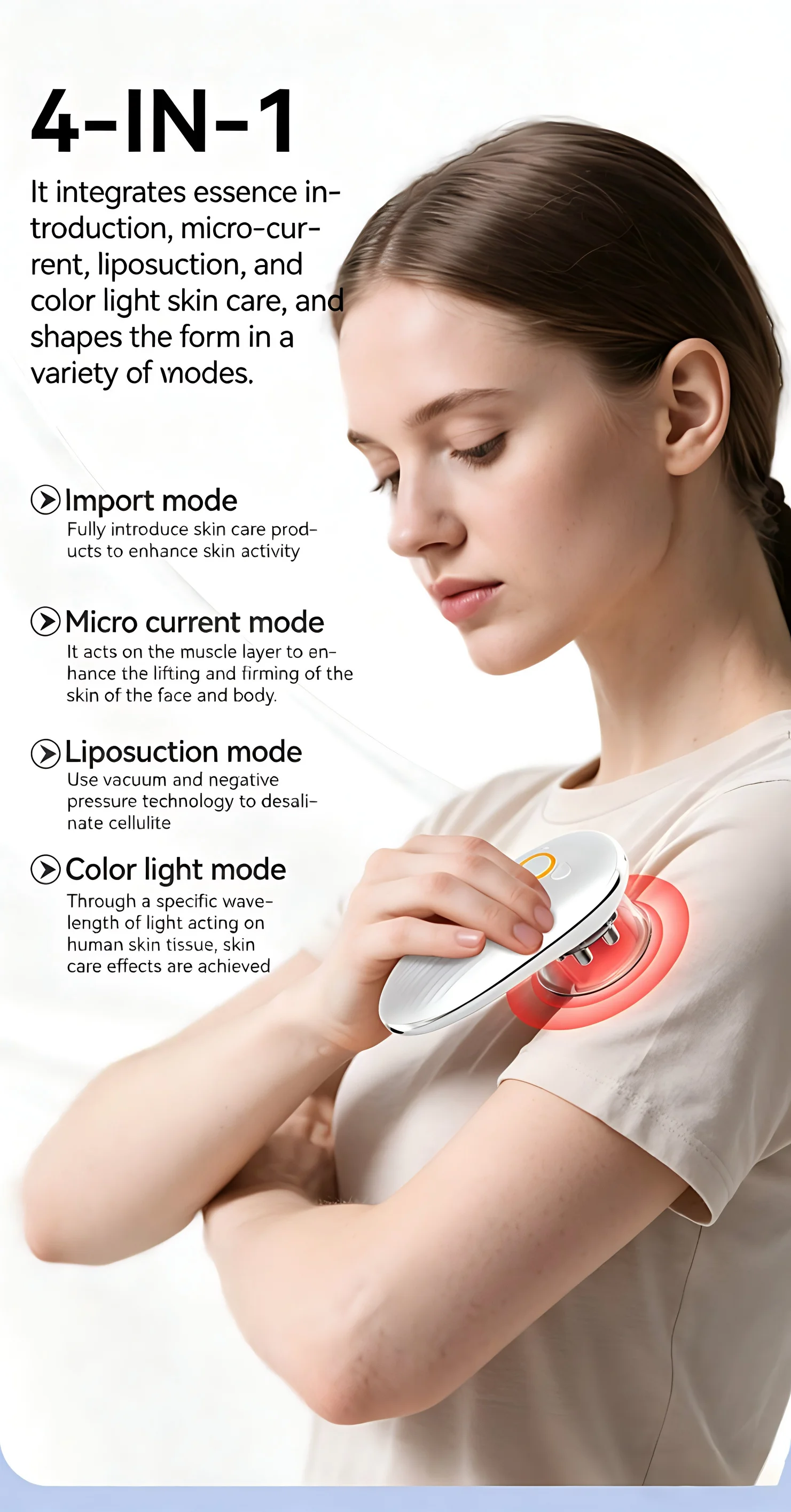 4-in-1 Elektrisches Cellulite-Massagegerät Körperformungs- und Schlankheitsmaschine für Bauch, Taille, Arme, Beine Handgehaltenes Gesichtshautstraffungsgerät – Detail 3
