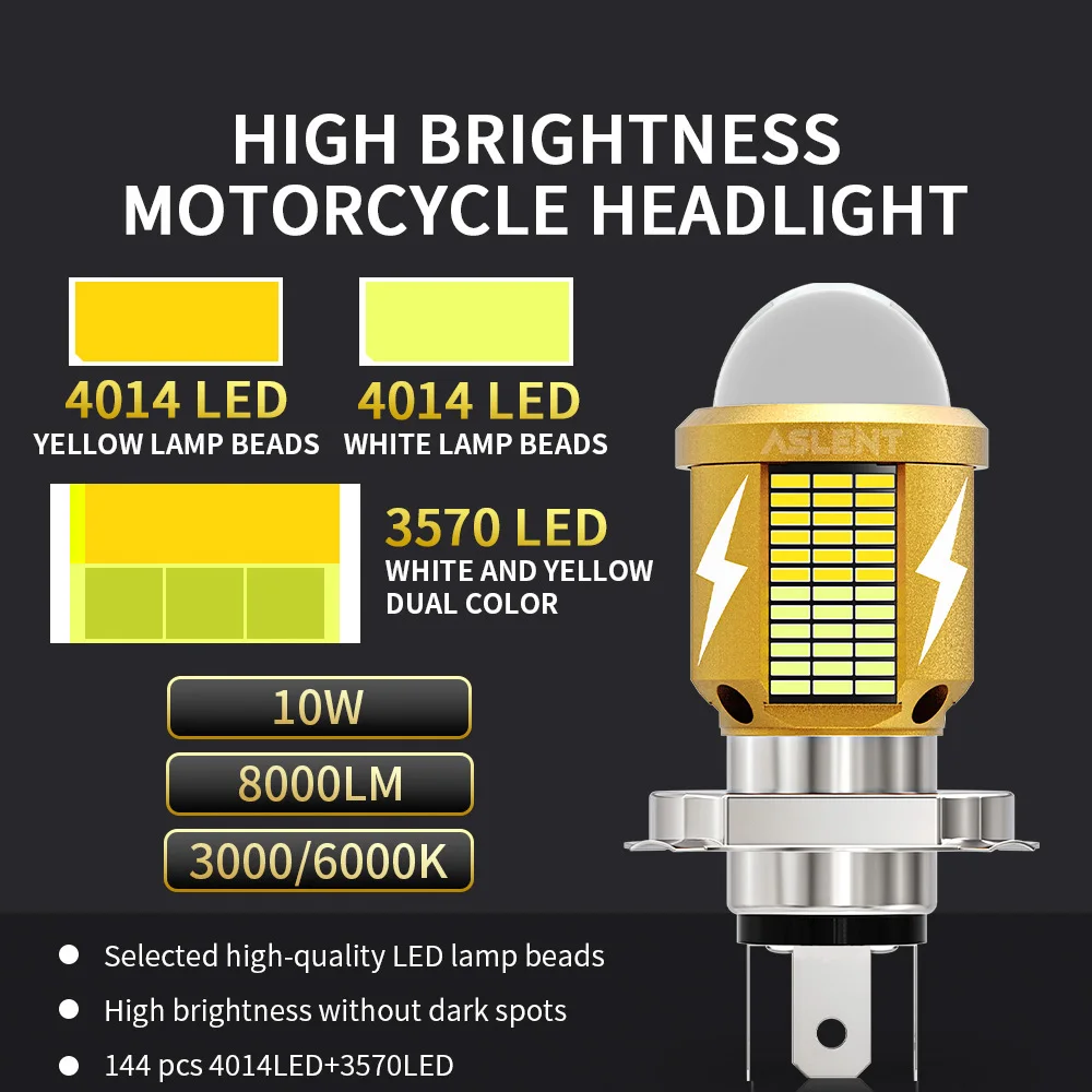 1PCS H4 LED Motorcycle Headlight Bulb H6 BA20D Led Moto Light High Low Beam White Yellow Lamp Canbus For Yamaha Kawasaki Suzuki