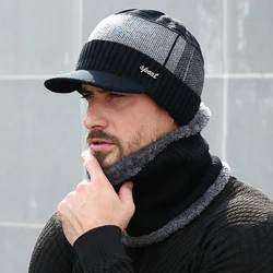 Skullies Gorros Chapéu para homens e mulheres, cachecol de lã, bonés, balaclava, máscara, gorro, malha, inverno