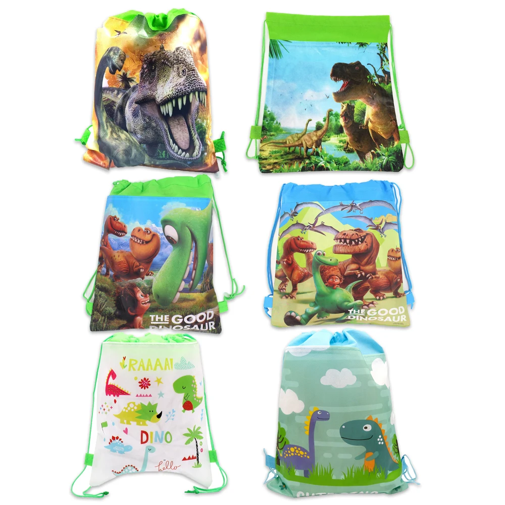 Dinosaur Theme 1pcs/lot Mochila Non-woven Fabrics Drawstring Happy Birthday Party Boys Favors Gifts Bags Decorations Backpack