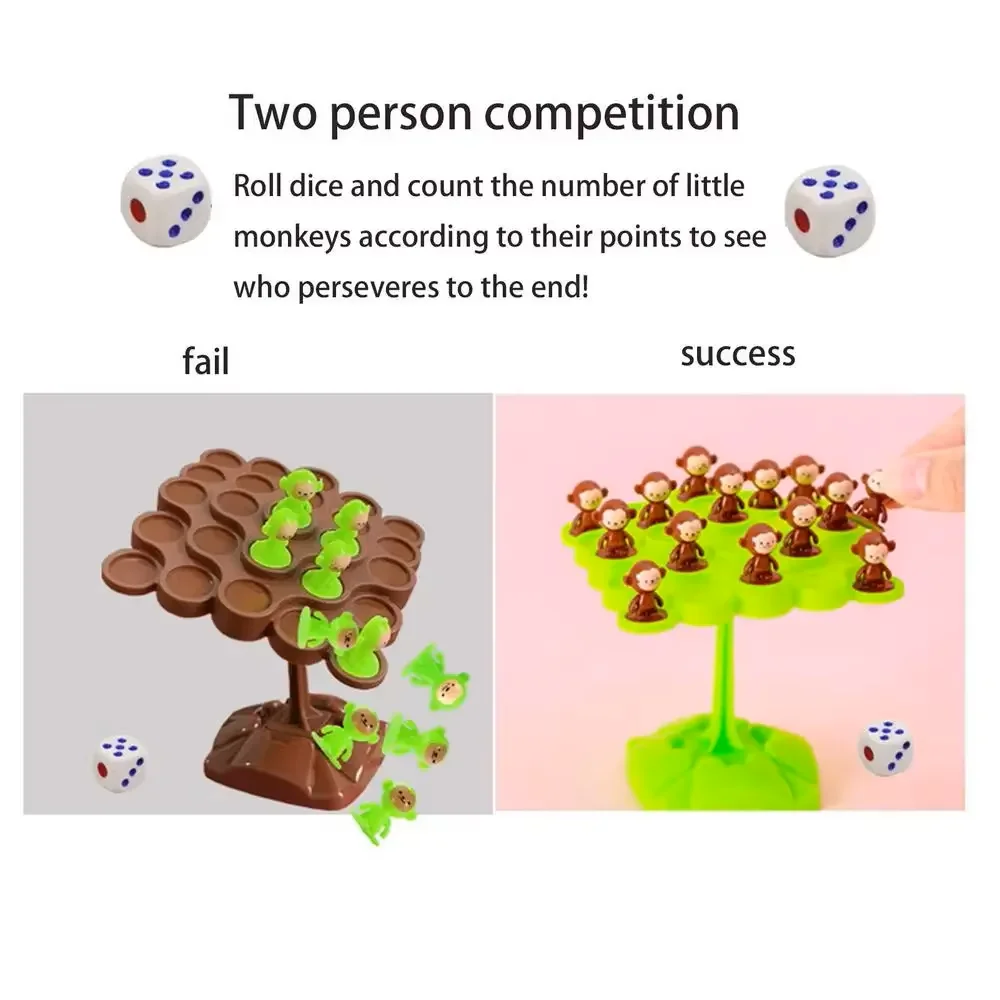 Monkey Balance Tree Game 28pcs Mini Monkeys Dice STEM Educational Stacking Toy Kids 3+ Family Fun Board Game Birthday Gift