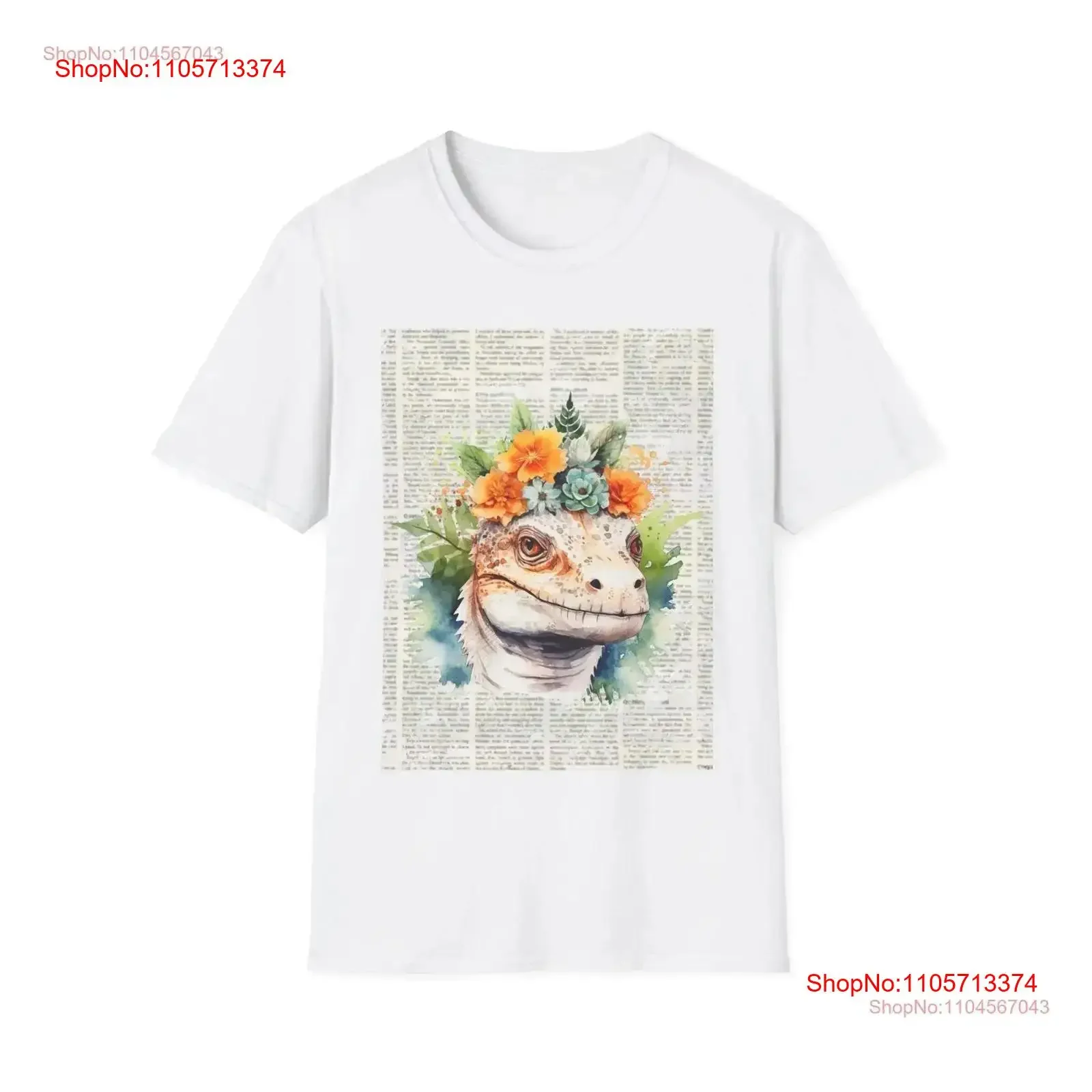 Softstyle T Shirt Chameleon shirts nature pattern cute wild animal vintage style newspapers vintage Washed homme Unisex