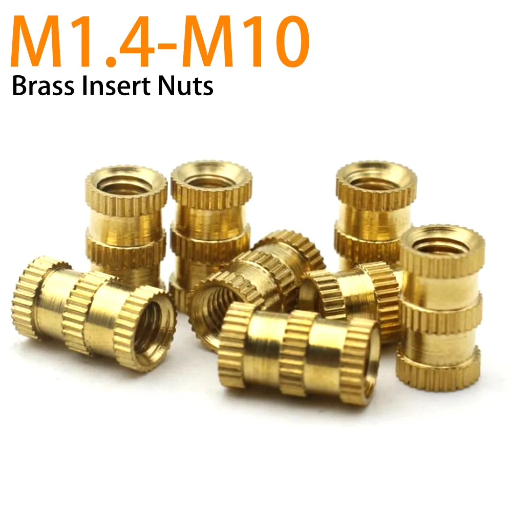 M1.4 M1.6 M1.7 M2 M2.5 M3 M4 M5 M6 M8 M10 Knurled Brass Insert Nuts Plastic Injection Molding Embedded Furniture Copper Inserts