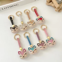 EASYA Cute Fox Keychain Rhinestone Imitation Pearl Pendant Souvenir Gifts Fashion Handbag Key Holder