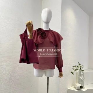 

2025 New Beautiful Grey Pleat Dots Print Long Sleeve Lace Blouse Tops 4 Colors