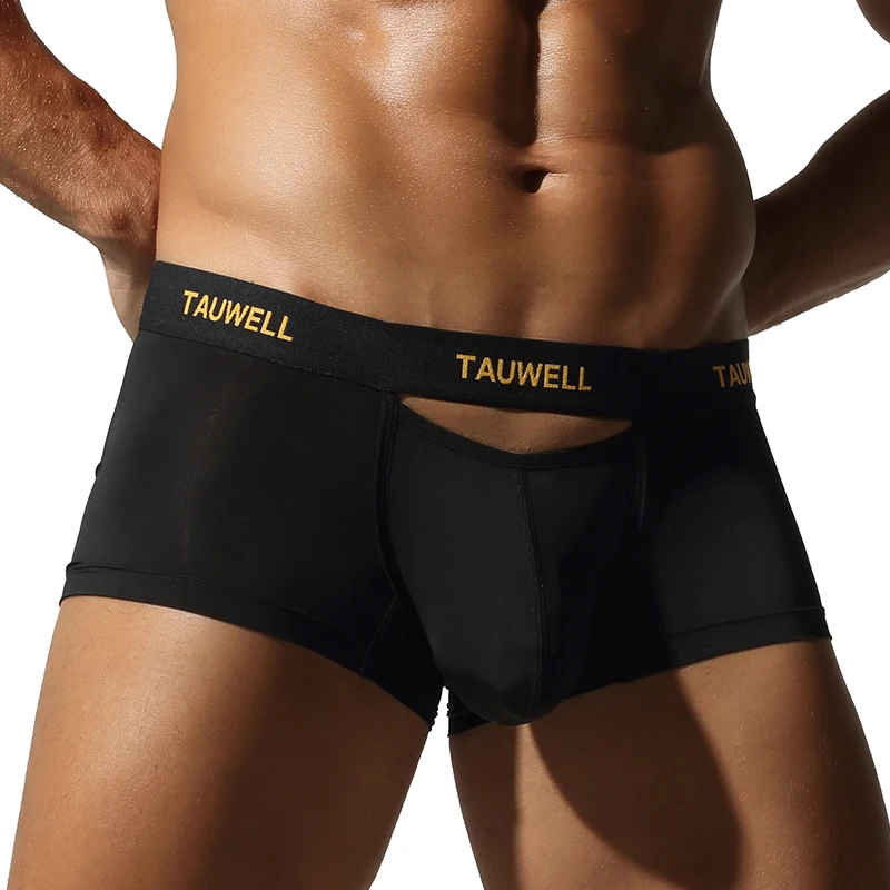 Herren-Unterhose, Eisseide, hohe Elastizität, eng anliegend, niedriger Bund, modisch, einfarbig, hohles, dünnes, atmungsaktives Mesh-Design – Detail 11