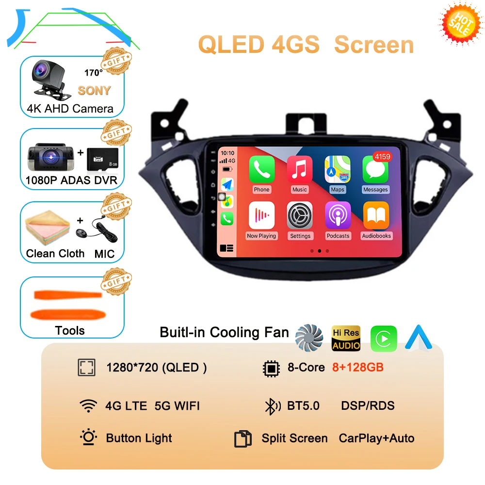 Android 16 Auto voor Opel Corsa E 2015-2019 voor Opel Adam 2013-2016 Multimedia Videospeler Radio Carplay Auto GPS WIFI+4G Stereo