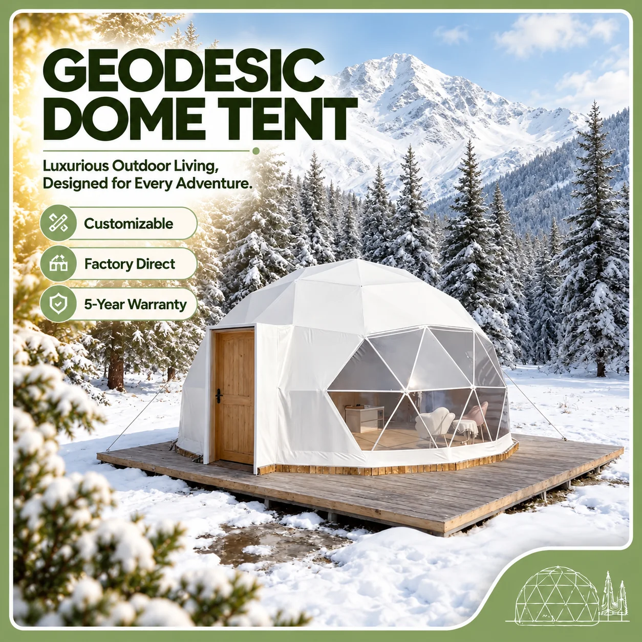 Outdoor Camping Igloo Ice Dome Tent, Globe Geodesic Round Shelter Waterproof Windproof for Backyard Glamping Events