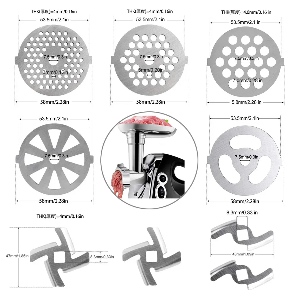 

For Household meat grinder accessories, stainless steel knife mesh blade, enema machine, meat grinder orifice plate meat grinder