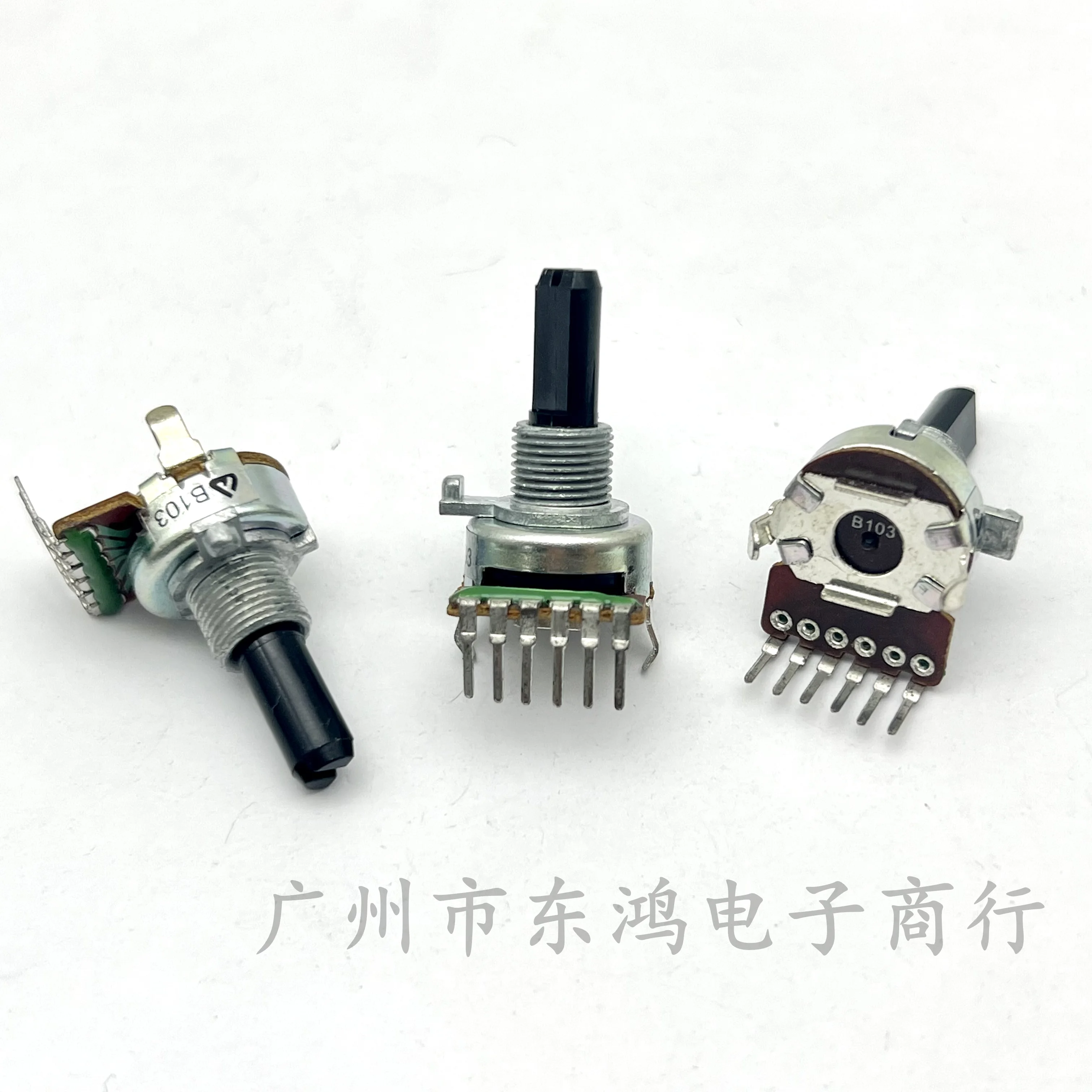 1 pcs RV161 B103/10K dual balanced audio power amplifier volume potentiometer, single row, 6-pin shaft, 20mm long