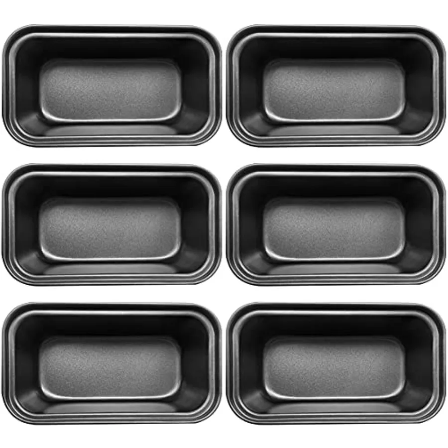 

6 шт. мини-формы для выпечки хлеба из углеродистой стали с антипригарным покрытием, маленькие формы для хлеба Ba, 6,2 x 3,2