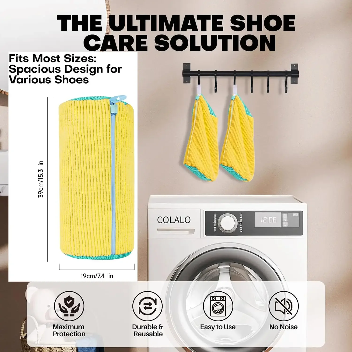 Durable Laundry Shoe Bags for Washer Dryer 360° Deep Clean Reusable Sneaker Tennis Shoe Cleaning Bag With Self-locking Zipper view 5