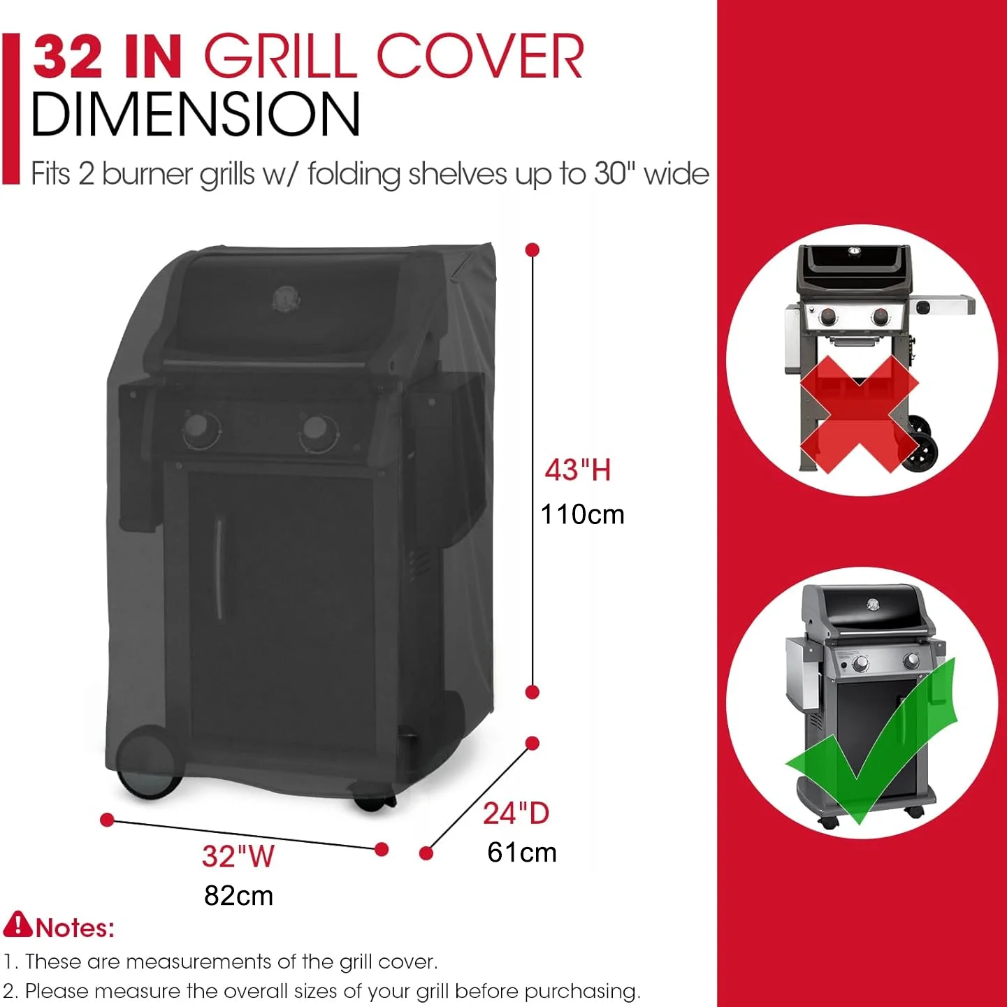32 inch Small Gas Grill Cover for Outdoor BBQ Grill, Waterproof, Weather Resistant, UV & Fade Resistant