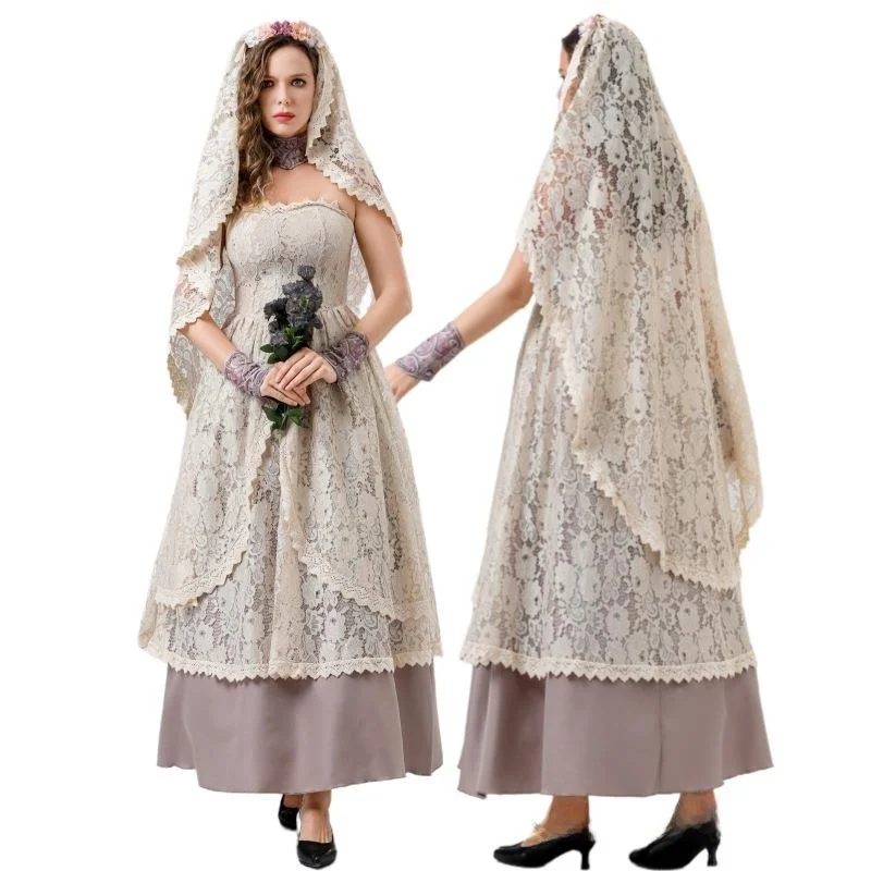 

Королева свадебное платье длинная юбка Хэллоуин косплей костюм ведьмы зомби женский традиционный этнический сценический костюм Cl...