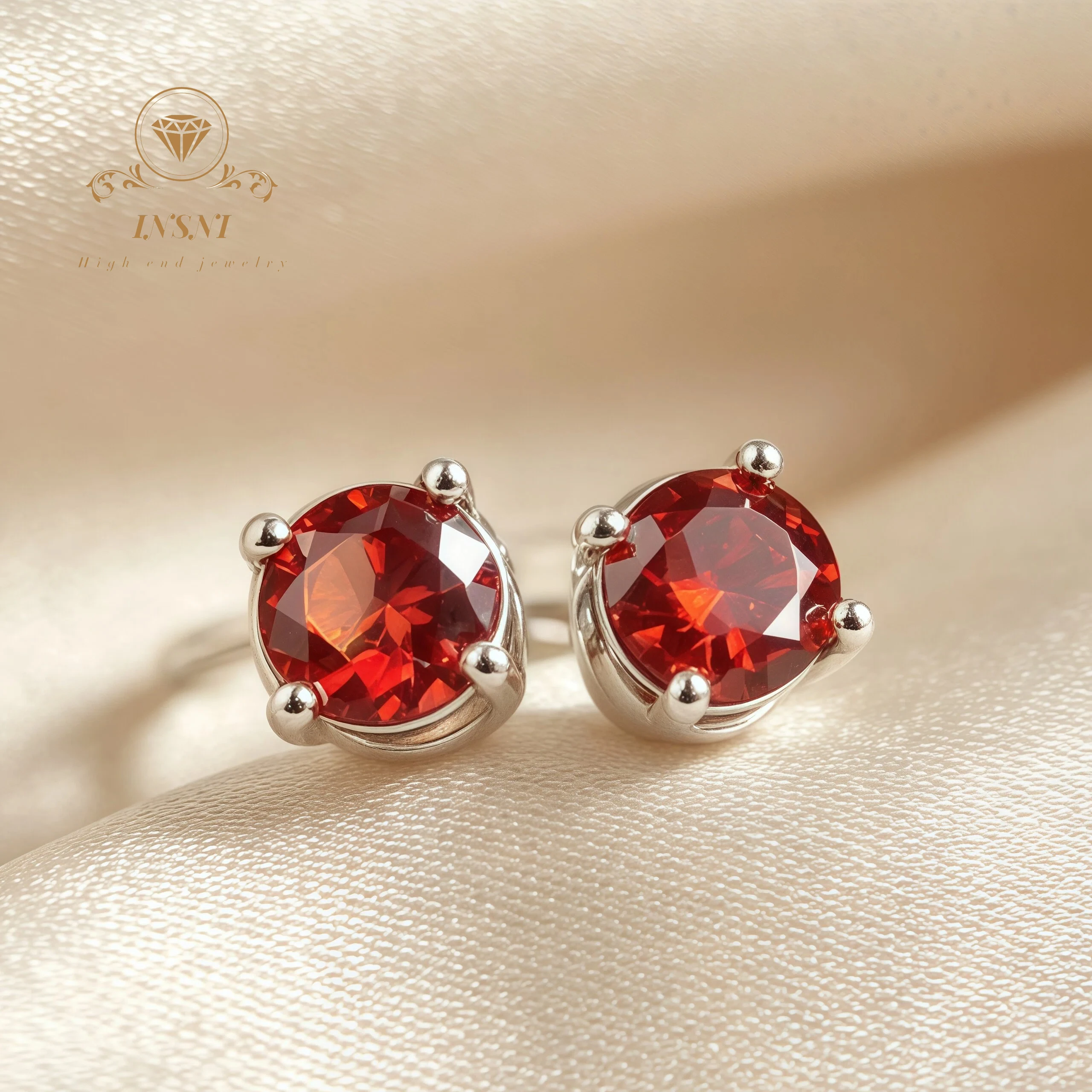 

8H8A0.5Ct Round Cut Pomegranate Red Moissanite Stud Earrings for Women S925 Sterling Silver 4-Prong Setting Hypoallergenic Ideal