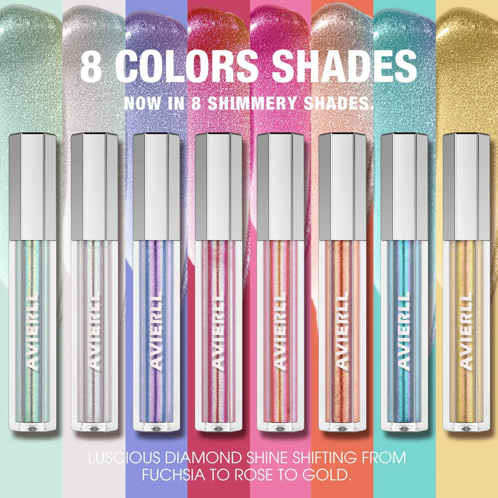 Color Changing Iridescent Lip Gloss – Shimmering, Moisturizing, Hydrating, Pearl Shine for Glossy & Smooth Lips 8 Colour