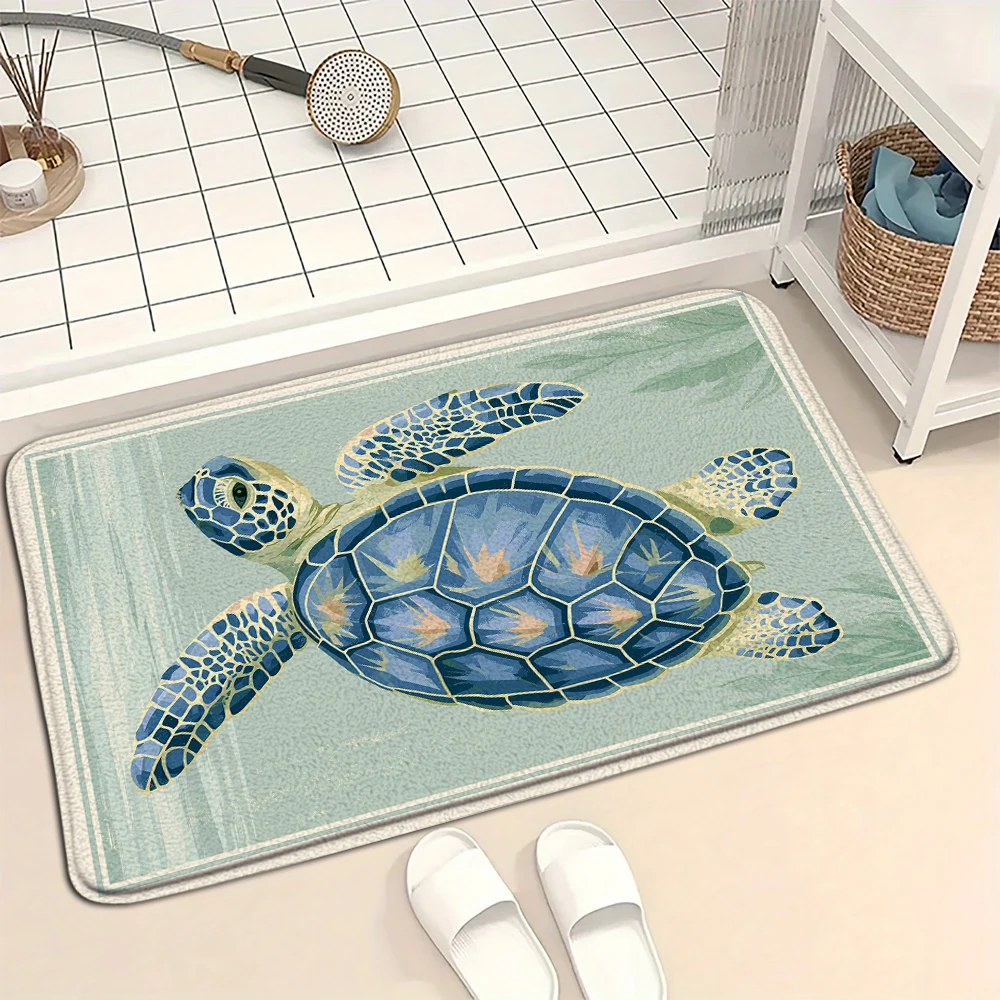 Seaside Marineland Series Bathroom Anti Slip Floor Mat, Shower Room Small Carpet, Washbasin Absorbent Foot Mat Decorative Carpet