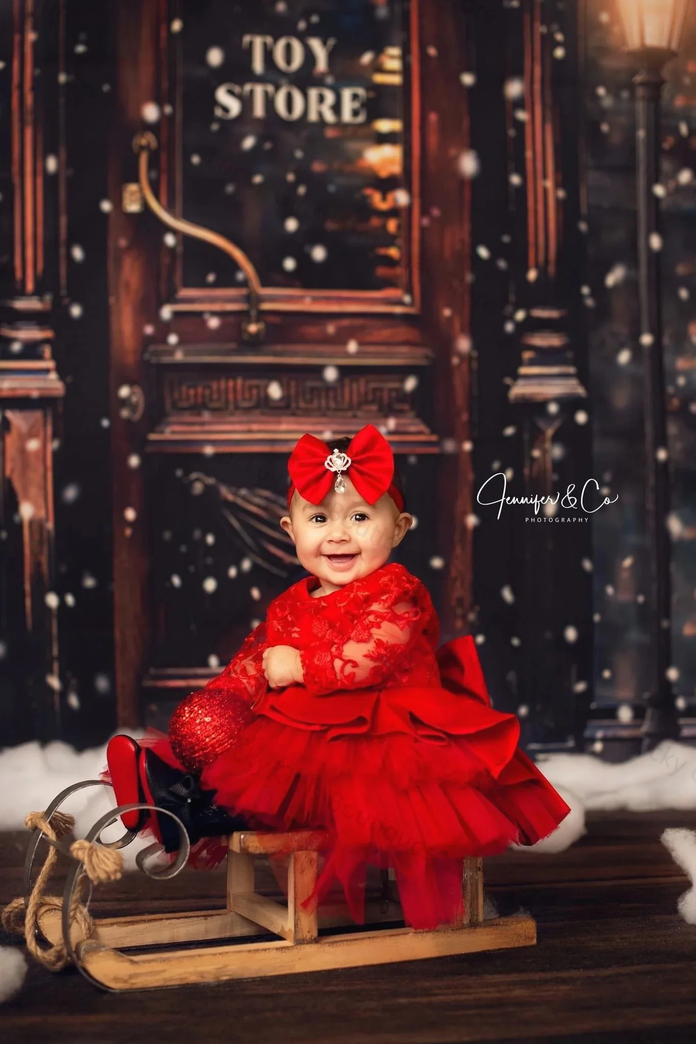 Red Ball Gown Baby Christening Gowns Lace Long Sleeves Girls Baptism Tiered Ruffle Newborn Kids Birthday First Communion Dresses