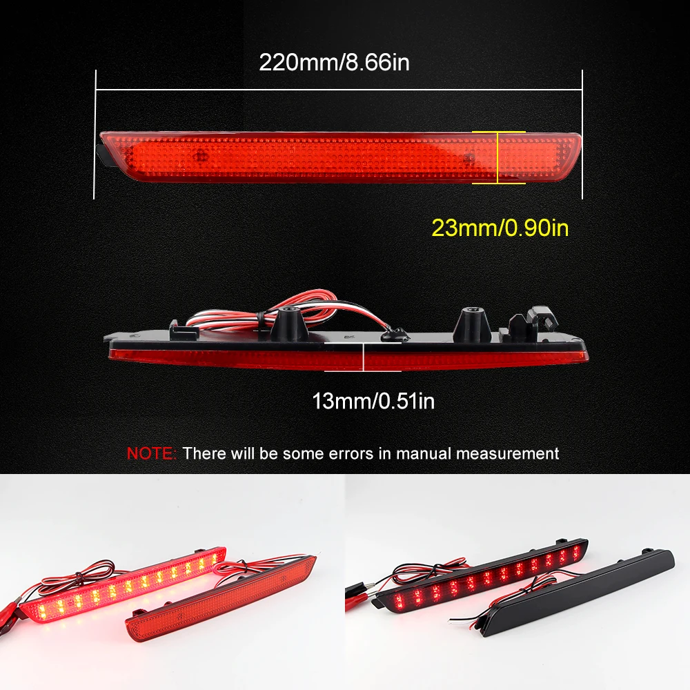 2PCS For Mazda 3 2007 2008 2009 LED Black Rear Bumper Reflector Brake Stop Light OEM# BN8R515L0B