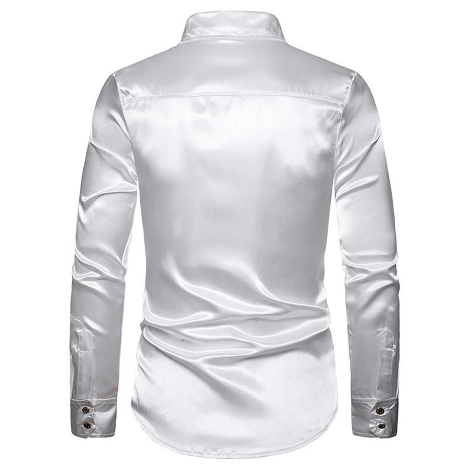 Men's Shirt Sequined Performance Costume Nightclub Glitter Lapel Long Sleeve Solid Color Button Stage Performance England Blouse