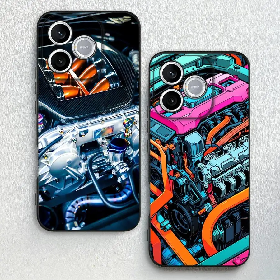 Coque de téléphone colorée avec motif moteur de voiture pour Honor X7 Magic5 70 90 400 X9 X5 200 X8 600 8X X6