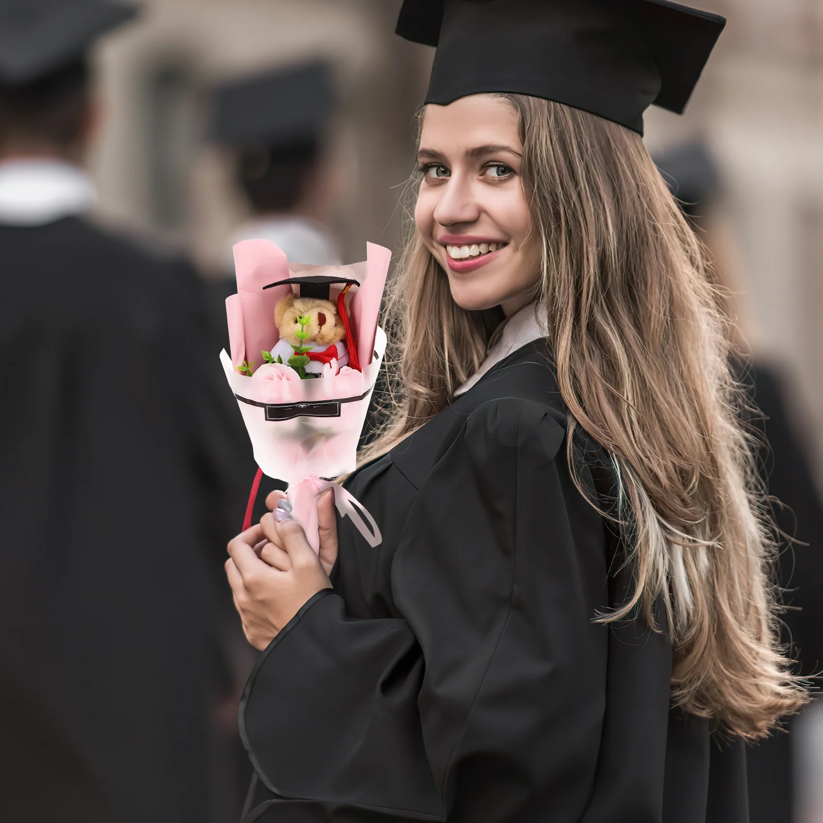 

Graduation Bear Bouquet Artificial Flower Decoration Romantic Graduates Party Favor Creative Graduation Gift Elegant Bear Flower