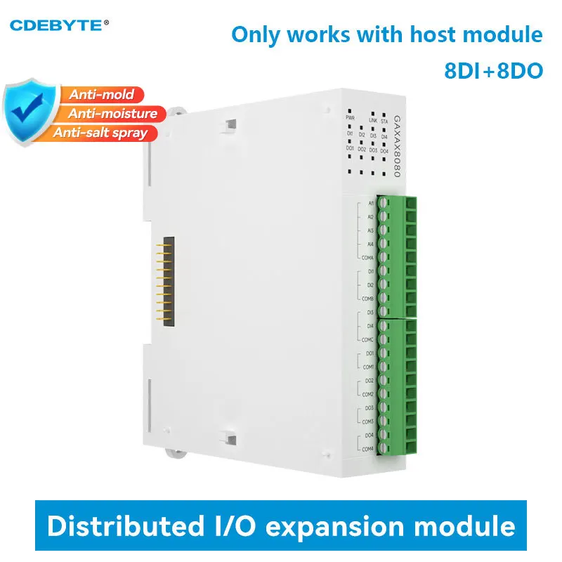 8DI+8DO Analog Switch Acquisition RJ45 RS485 CDEBYTE GAXAX8080 Distributed Remote IO Expansion Module Modbus Rapid Debugging