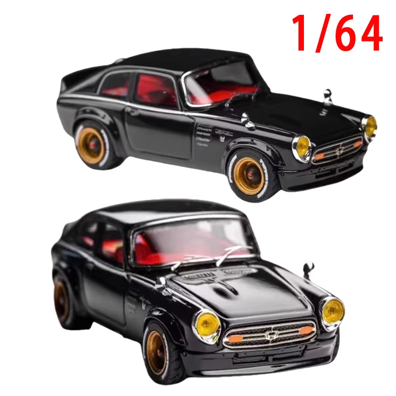 Diecast 1/64 Scale Honda S800 Black Police Office Car Model Resin Car Model Resin Honda S800 Police Car Model Collection