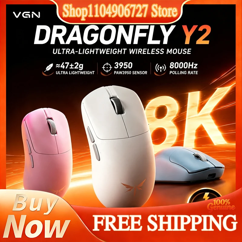 VGN Dragonfly Y2 Master Version Wireless Bluetooth Mouse PAW3950 Ultra Lightweight Gaming Mouse For Valorant Long Battery Life