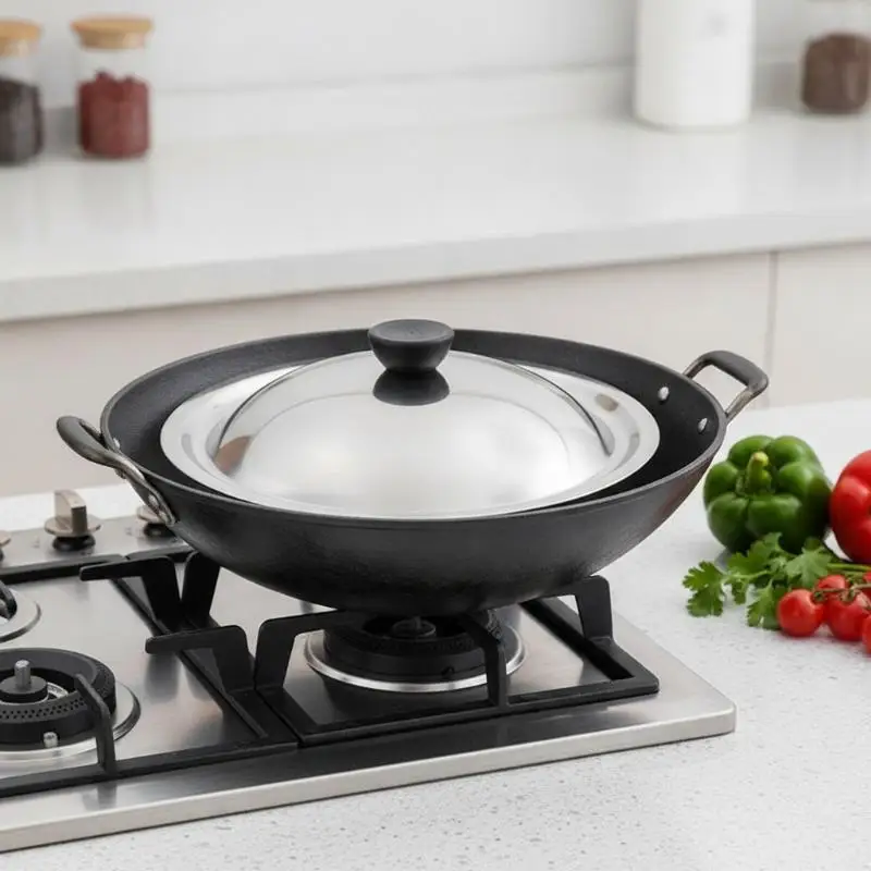 18-32Cm Stainless Steel Round Pot Lid Universal Replacement Frying Pan Cover Smooth Edge Dishwasher Safe For Skillet Wok Pot