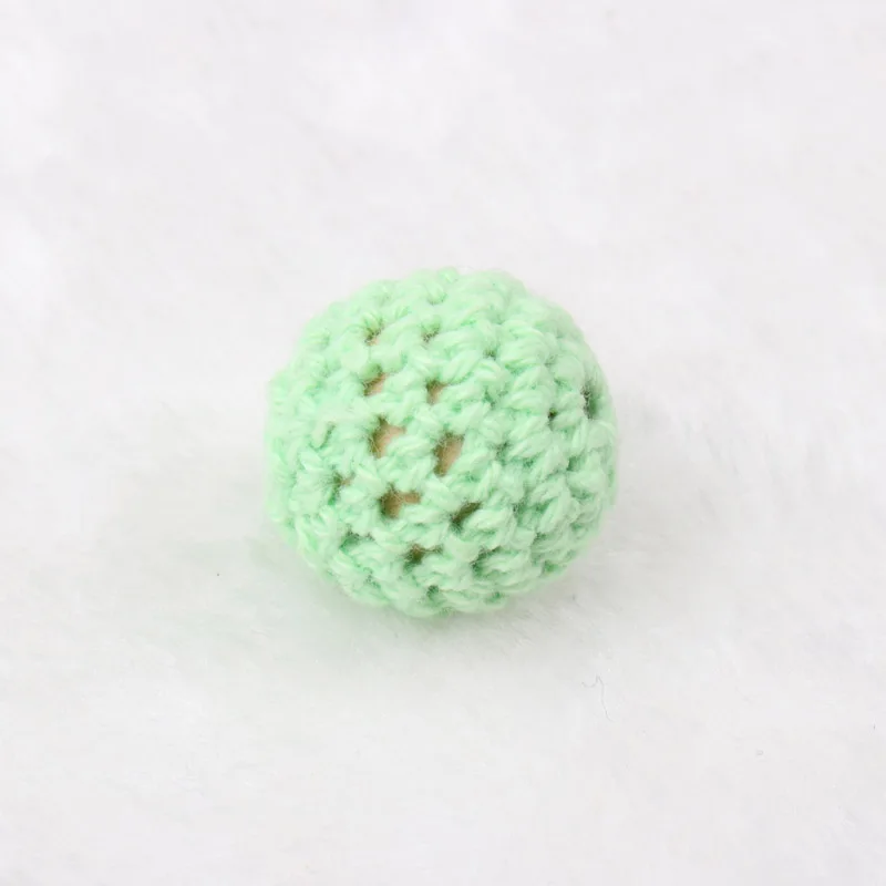 NONE Chengkai 50 Stück 16 mm 20 mm runde, strickende Baumwolle, gehäkelte Holzperlen, Kugeln für DIY-Dekoration, Baby-Beißring, Schmuck, Halskette, Spielzeug 7