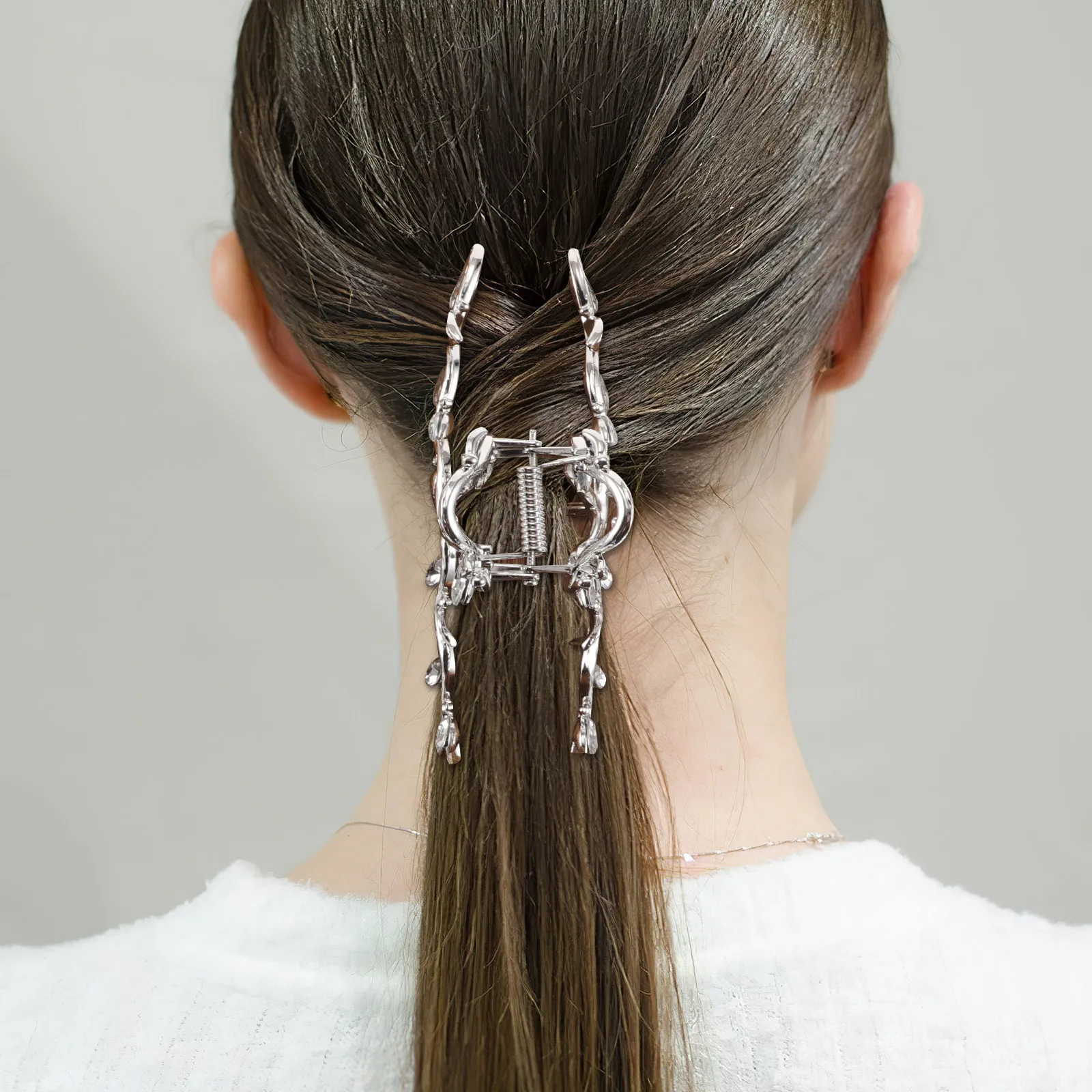 

2 шт. Заколки-крабы для волос из сплава с стразами в форме листа, большие металлические зажимы для густых волос, аксессуары для укладки, золотые, серебряные, с кристаллами