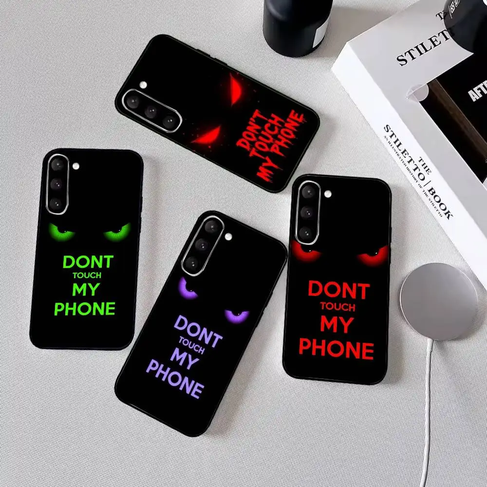 Emojis Dont Touch My Phone Phone Case For Samsung Galaxy A73,A72,A71,A70,A53,A52,A51,Soft Silicone Black Cover