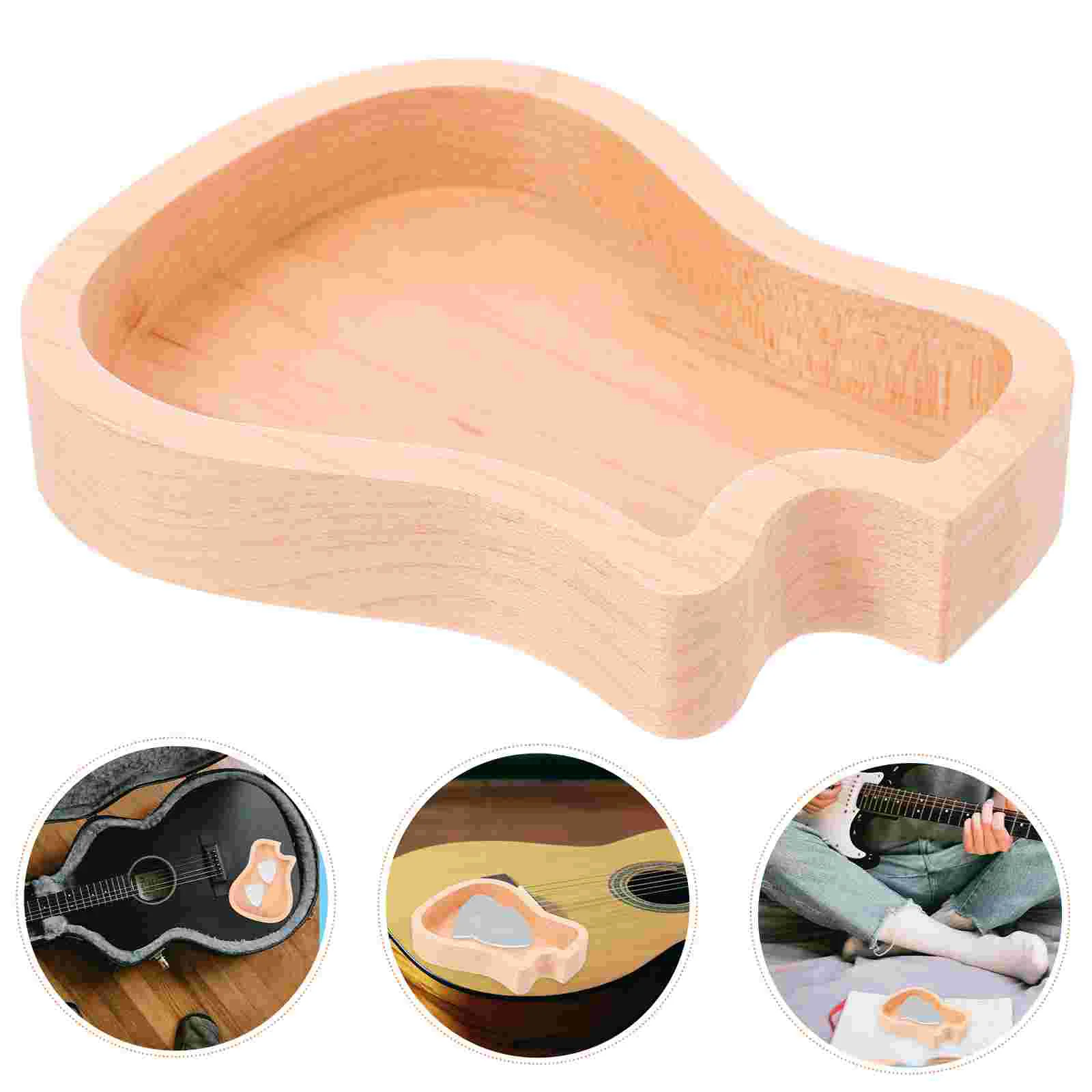 

Guitar-shaped Guitar Plectrum Box Maplewood Guitar Pick Storage Case for Standard Pick Jazz Pick (Light Brown)