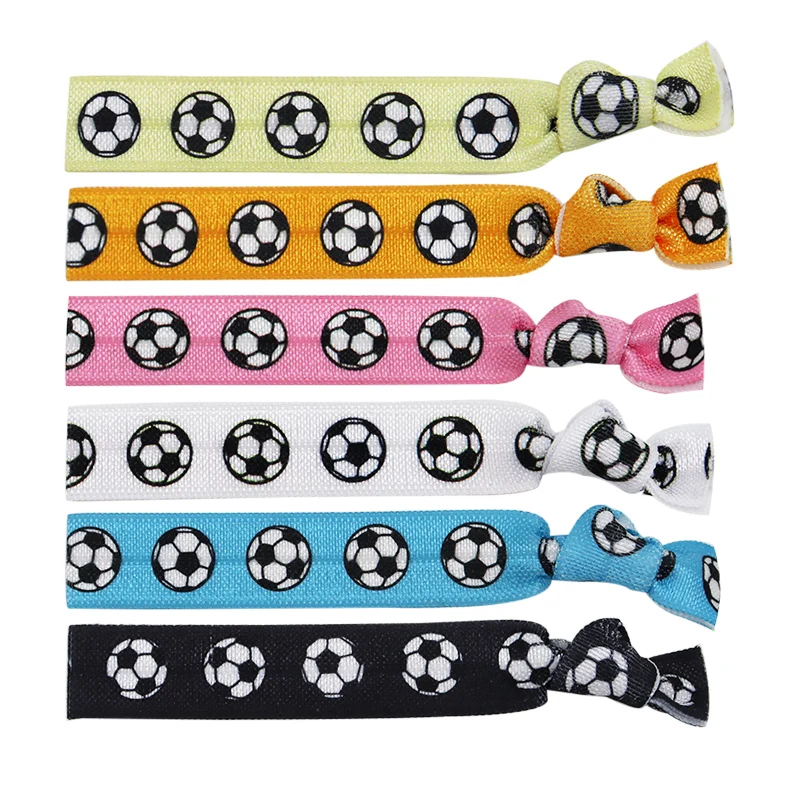 30Pcs Football Soccer Sports Fold Over Elastic Band FOE Hair Tie Ponytail Holder Hair Accessories Bracelets Wristbands