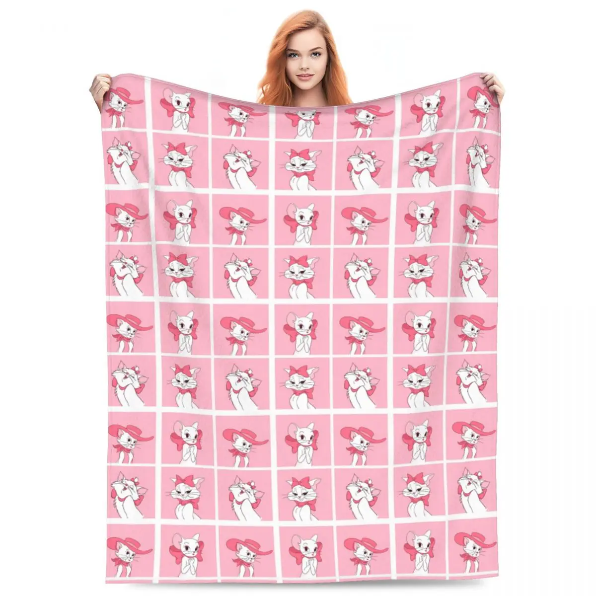 MINISO The Aristocats Marie Cat Anime Soft Warm Blanket Travel Plush Throw Blanket Couch Bed Flannel Bedspread Sofa Bed Cover