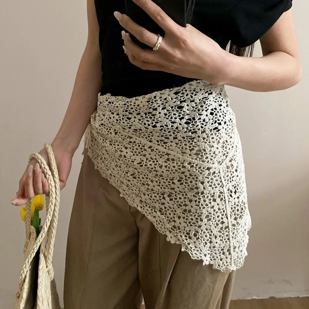 

Trendy Lace Trim Fart Curtain Slim Fit Pretty Hip Curtain Y2K Hollowed-out Triangular Headscarf Summer